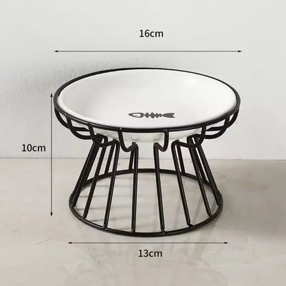 Ceramic Raised Pet Bowl Food Water Bowls with Rack for Cats Dogs Outdoor Feeding Drinking Accessories Doggie Cat Stand Bowl ﻿