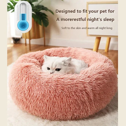 Super Soft Round Plush Pet Nest – Detachable Washable Winter Bed for Dogs & Cats (40–70cm) - Bdba PK