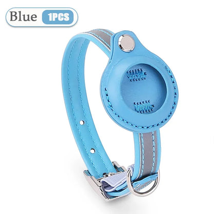 Pet GPS Tracker Leather Pet Adjustable Collars for Apple Airtag Location Tracker Dog Cat Anti-lost Reflective Protection Case