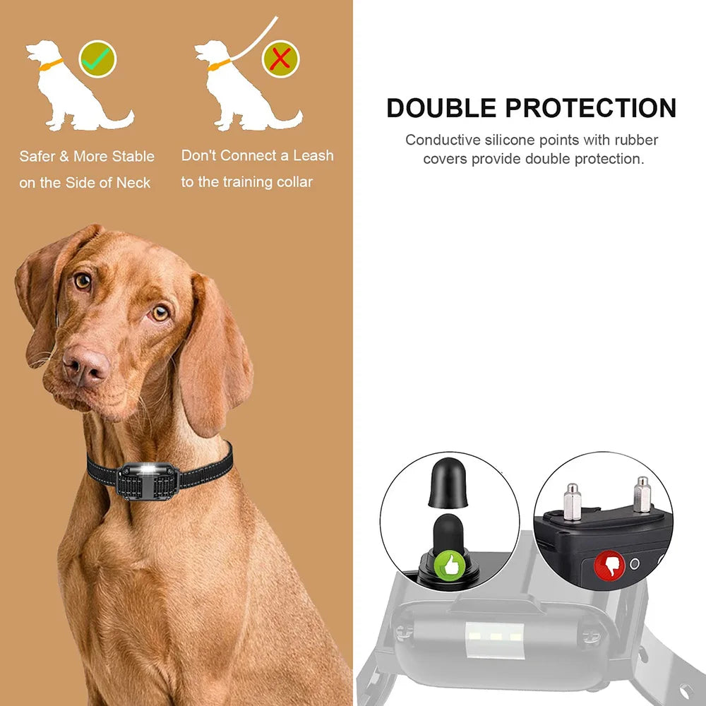 800m Anti-Barking Dog Training Collar – Rechargeable Shock & Vibration with Reflective Leather Strap