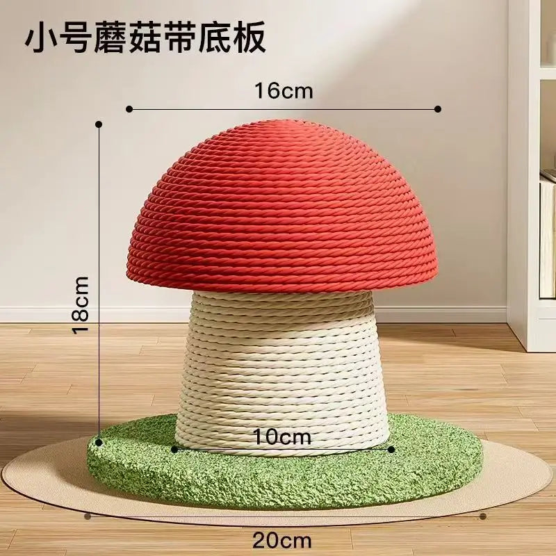 Mushroom Cat Scratching Post, Sisal Cat Scratcher With Ball Toy, Durable Small Cat Tree For Indoor Cats
