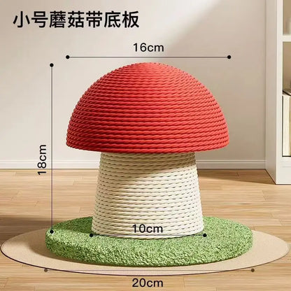 Mushroom Cat Scratching Post, Sisal Cat Scratcher With Ball Toy, Durable Small Cat Tree For Indoor Cats