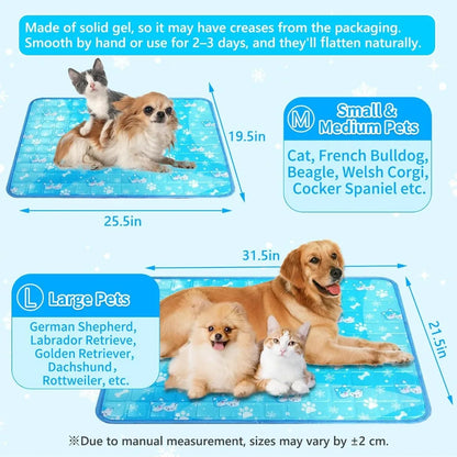 Dog Cooling Mat, Non-Toxic Solid Gel, Self-Cooling Pad, Waterproof, Durable, Indoor/Outdoor Summer Bed