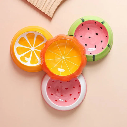 4 cute designs pet ceramics bowl watermelon strawberry shape cat food bowl small dog colorful water suppliers - Bdba PK