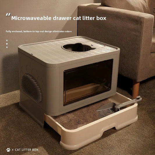 Large Closed Foldable Top Entry Cat Litter Box Automatic Self Cleaning Odor Control Anti Splash Easy Clean Cat Toilet Pet