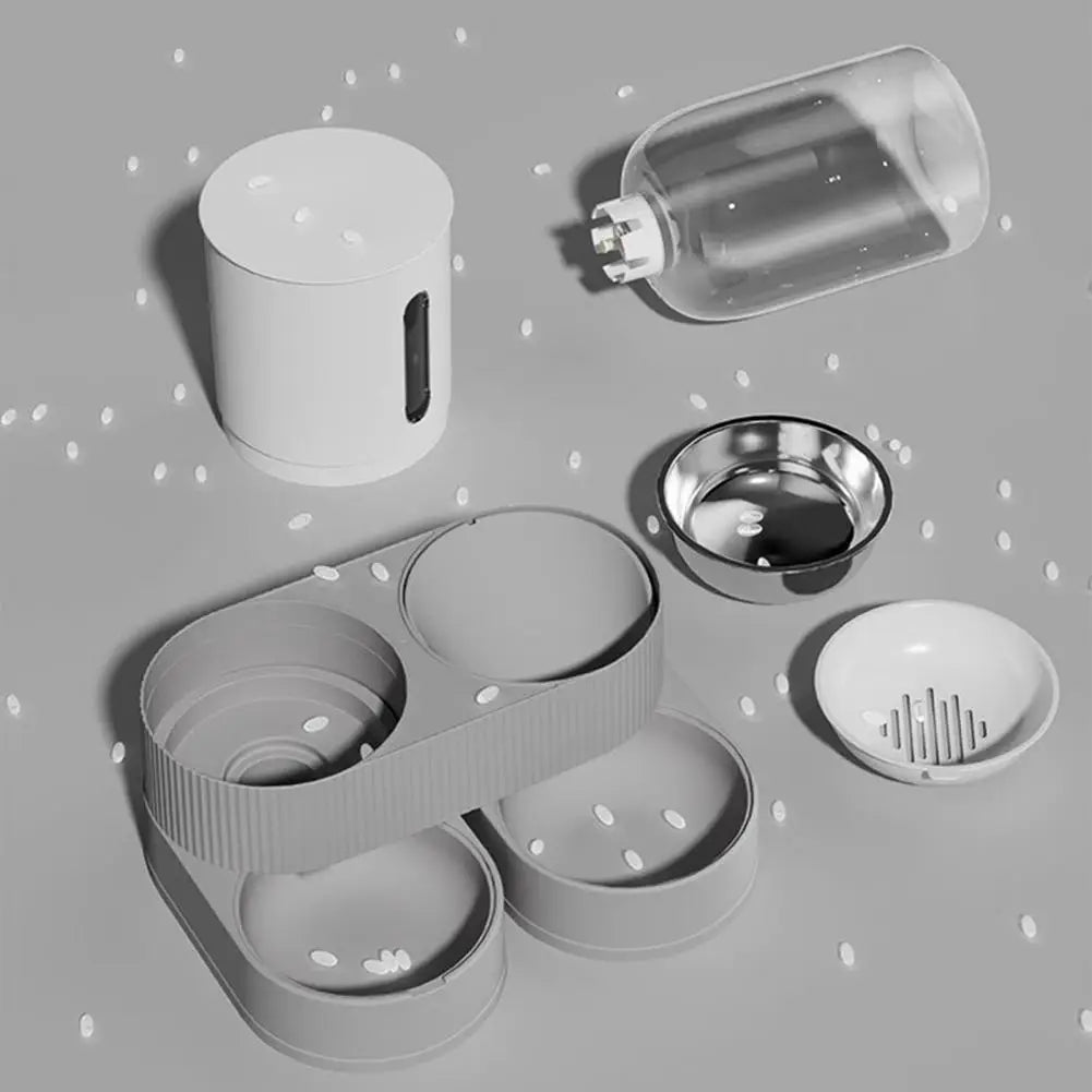 Automatic Cat Feeder Automatic Pet Feeder Water Dispenser Set for Cats Dogs 2-in-1 Food Bowl with Stainless Steel Insert 1pcs