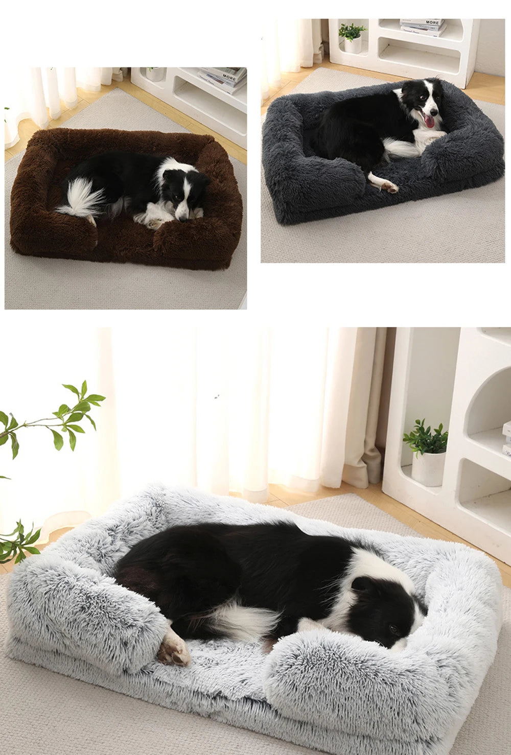 Half-Surround Dog Bed – Soft Plush Orthopedic Pet Sofa for Dogs & Cats