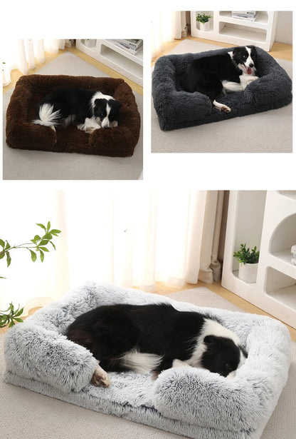 Half-Surround Dog Bed – Soft Plush Orthopedic Pet Sofa for Dogs & Cats