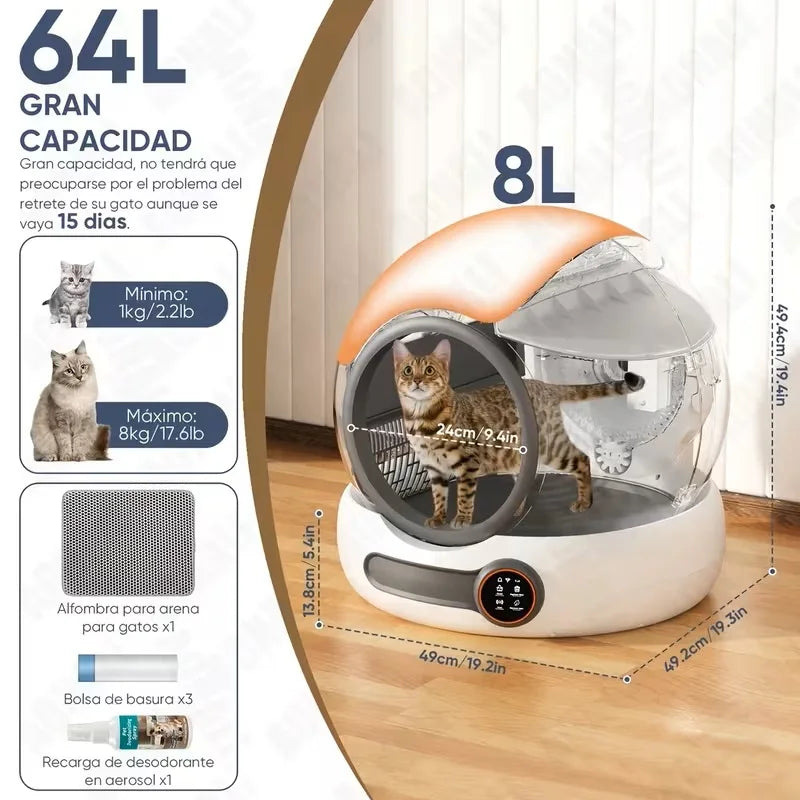Automatic Cat Litter Box Self Cleaning with App Control Smart Deodorizer Spray with Dual Safety System Pet Toilet Litter Tray