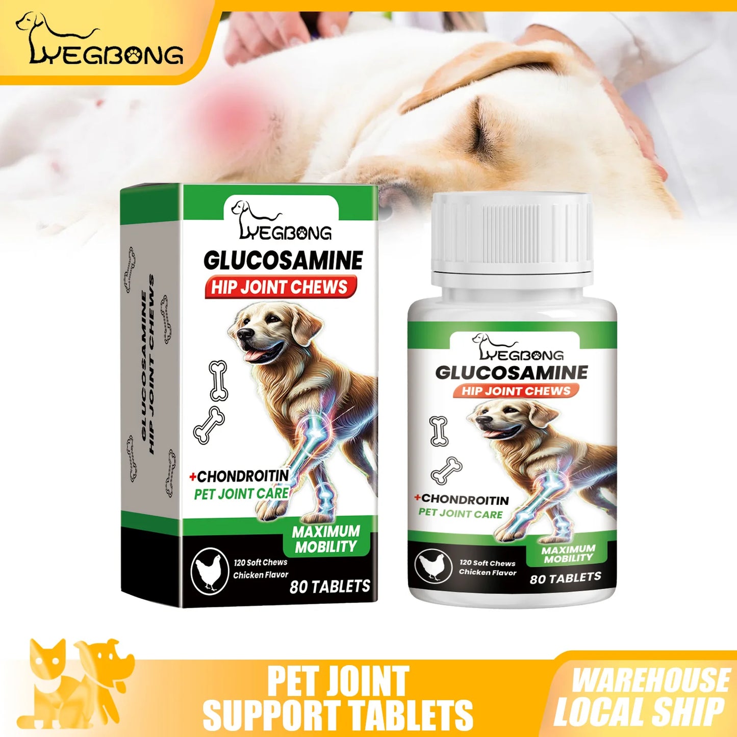 YEGBONG Pet Joint Care Tablets – Dog Supplement to Relieve Discomfort & Strengthen Bones