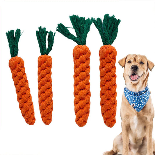 Carrot Dog Bite Rope Toy – Durable Braided Cotton Molar Chew for Puppies & All Breeds - Bdba PK