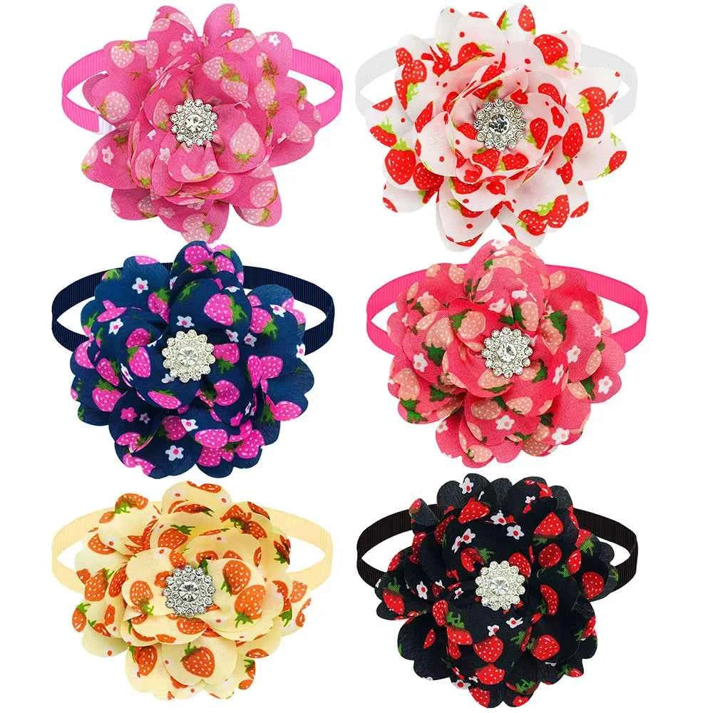 New 50PCS Flower Bowties For Dogs Fashion Dianomd Pet Dog Bow Tie Collar  Dog Pet Grooming Accessories For Small Dogs
