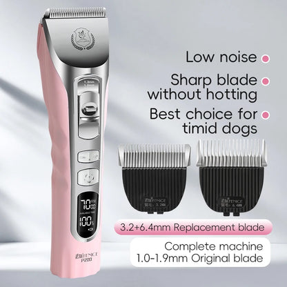 Fenice New Upgrade 5000mA Capacity Cordless LCD Screen Pets Dog Grooming Clippers Rechargeable Haircut Shaver for Trimming Salon