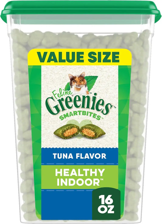 Feline Smartbites Indoor Cat Treats – Tuna Flavour 16oz Tub for Adult Cats