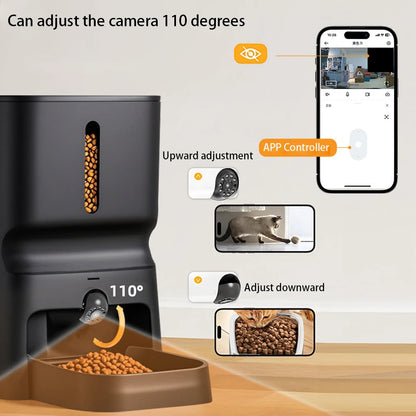 Smart Automatic Cat Feeder 7L with 1080P Camera Night Vision WiFi 2.4G/5G APP Control Voice Call Pet Food Dispenser for Cats Dog