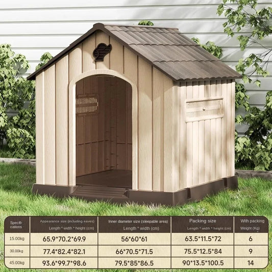 Hoopet All-Season Large Dog House – Rainproof & Cold-Proof Outdoor Plastic Kennel (Grey, Brown, Blue) - Bdba PK