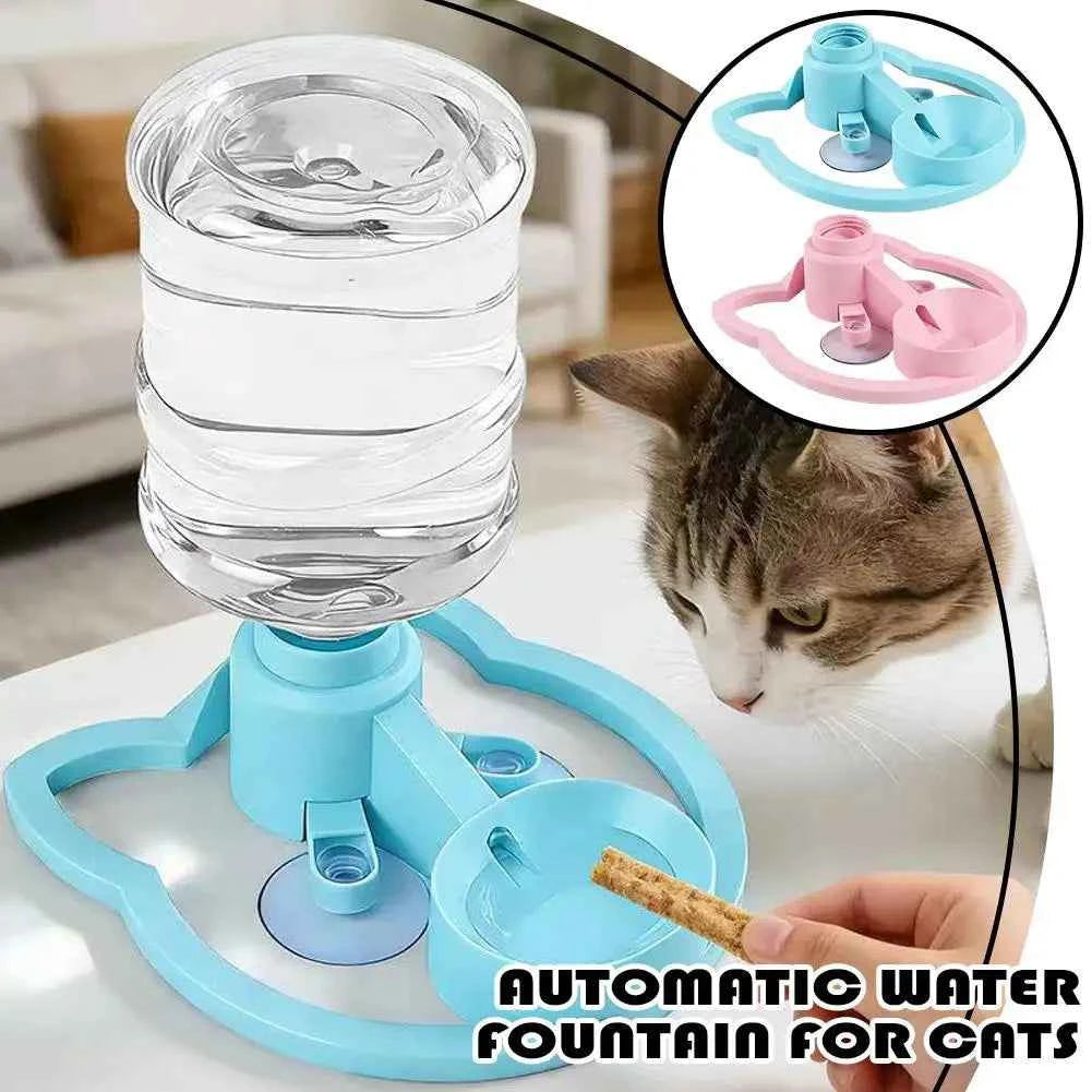 Gravity Automatic Water Renewal Cat Dispenser Non Plug-in Anti Overturn Splash Proof Suction Cup Bowl For Cat Small Dog