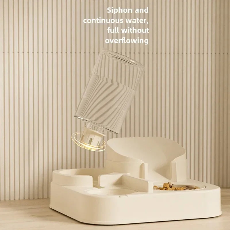 Automatic Cat Feeder & Water Fountain Set - Food Grade Plastic - for Cats & Dogs - Gravity Feed Design