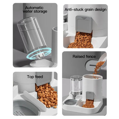 Portable Automatic Pet Feeder 2 In 1 Convenient Pet Supplies Waterer Food Container Removable Large Capacity Treat Dispenser C