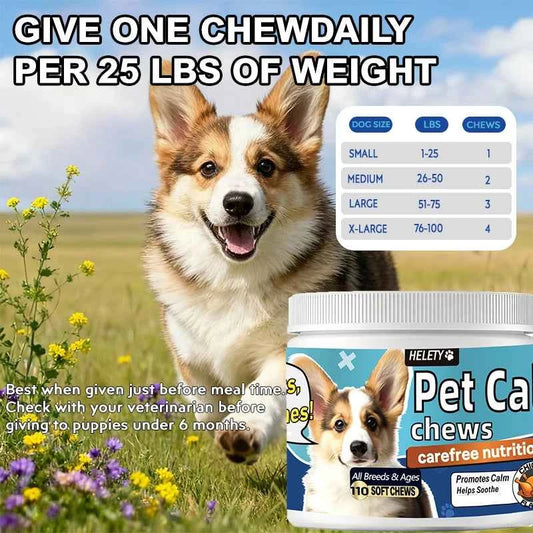Calming Chews for Dogs with Melatonin -  Puppy & Large Pet Treats - Composure Calming Chews for Stress & Relaxation, 110 Count