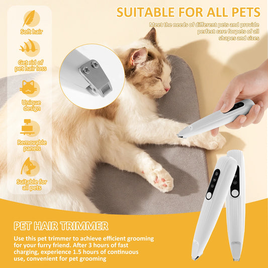 Professional Dog Grooming Clippers with LED Light USB Rechargeable Low Noise Dog Paw Clippers Portable Pet Hair Trimming Tool - Bdba PK