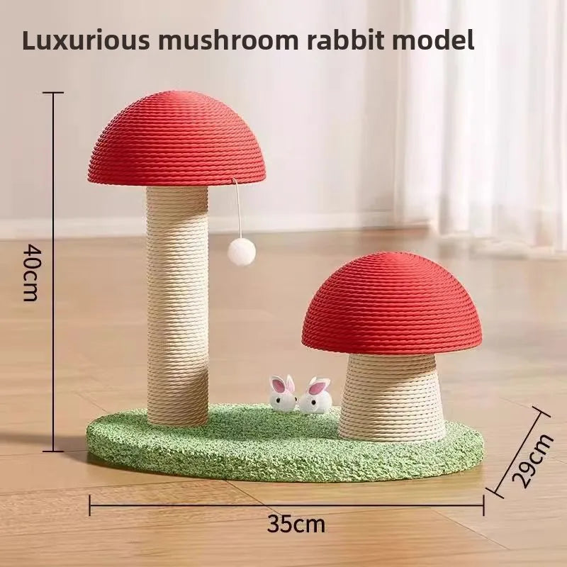 Mushroom Cat Scratching Post, Sisal Cat Scratcher With Ball Toy, Durable Small Cat Tree For Indoor Cats