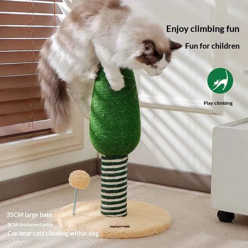 Vertical Sisal Pine Cat Scratching Post Durable No Shedding Bite Resistant Cat Scratcher Home Living Room Bedroom Cat Toys
