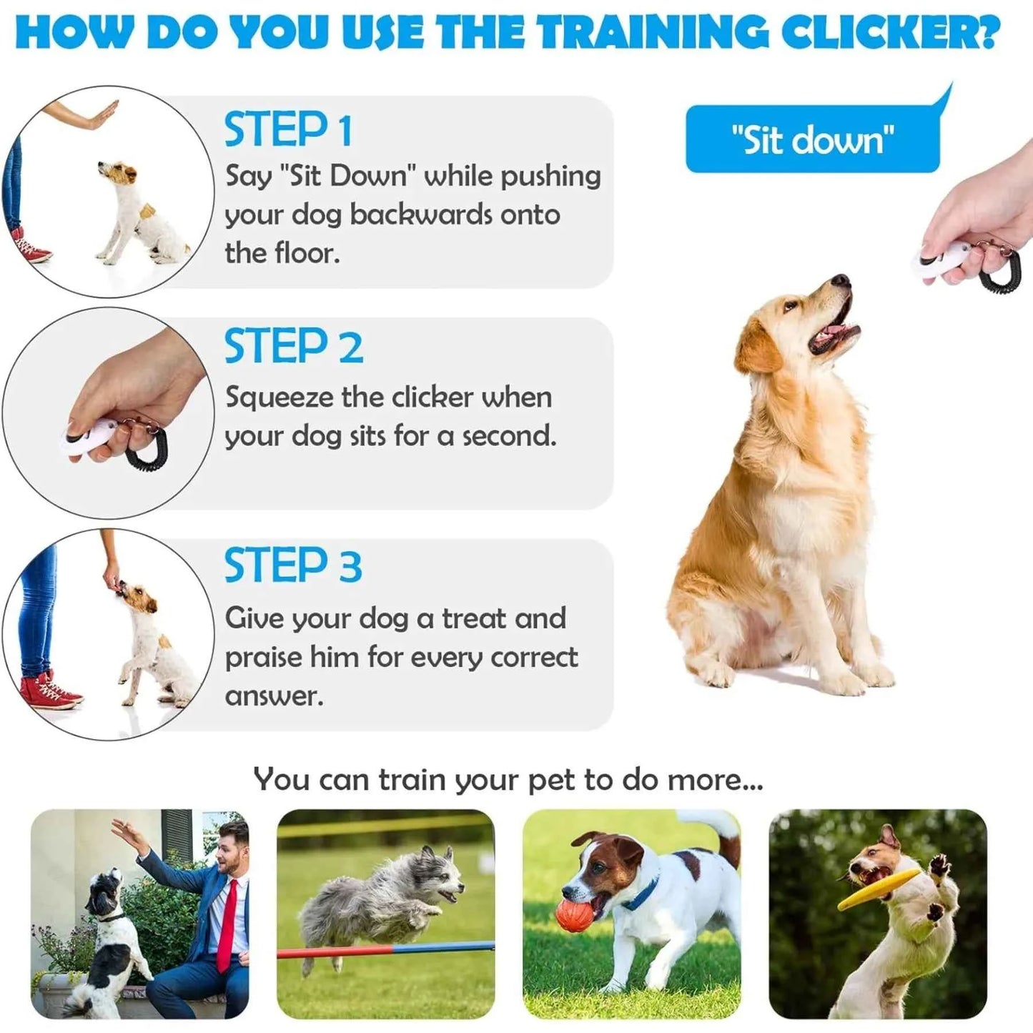 Wrist Strap Pet Training Clicker, Durable Lightweight Tool for Dog Cat Bird Horse Behavior Training