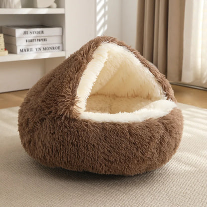 Pet Autumn and Winter Warm Shell Semi-Enclosed Cat Bed Pure Cotton Pet Cat Bed Semi-Enclosed Dog Bed Dog Bed Enclosed Cat Bed