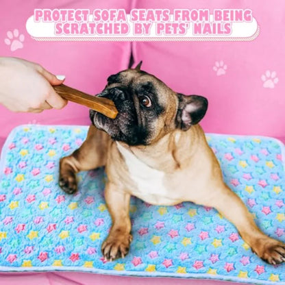 18 Pcs Fleece Pet Blanket Soft Warm Sleep Mat Fluffy Puppy Supplies Paw Bone Star Elephant Dot Heart Print Design Bed Blankets