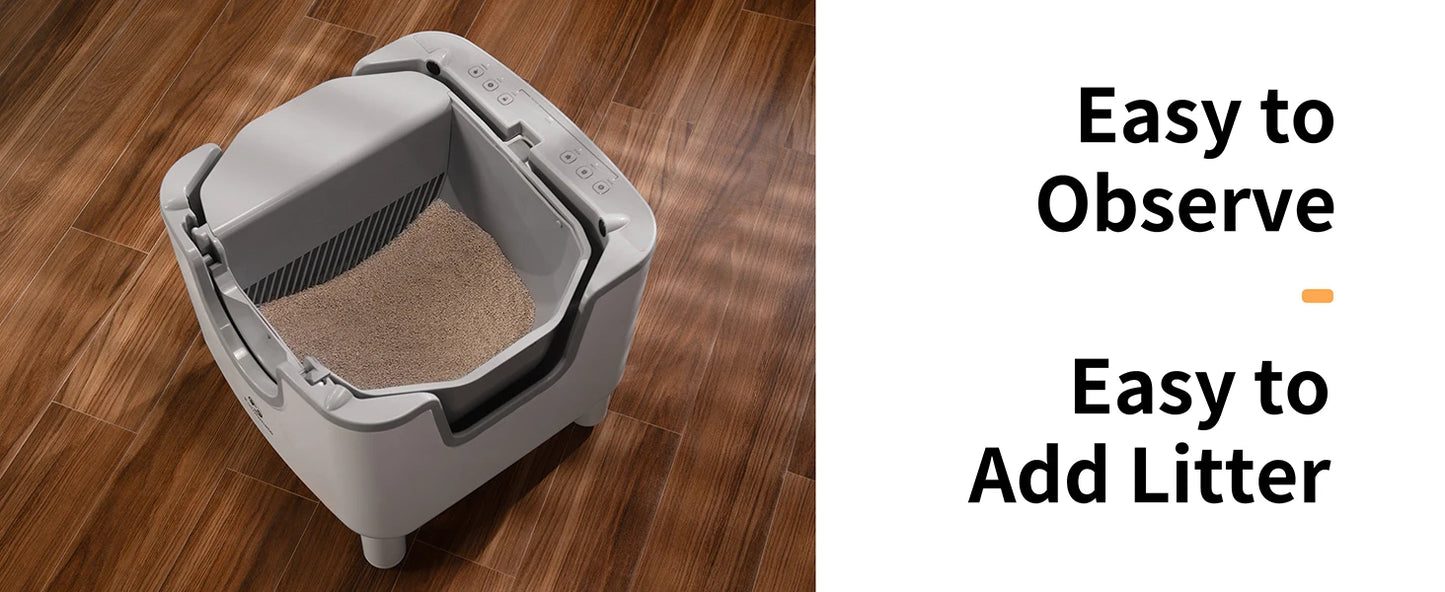 F6 Self-Cleaning Cat Litter Box – Automatic, Open-Top, Odor Control