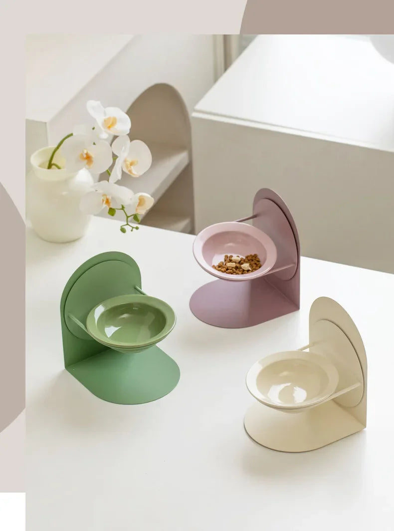Detachable Pet Cat and Dog Bowl Protects Cervical Vertebrae Against Upset Height Adjustable Pet Ceramic Bowl