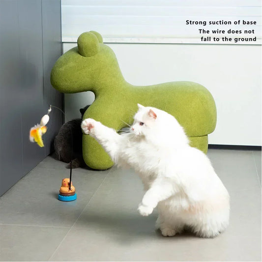 Simulation Capybara Cat Toys Interactive Bird with Bell Cat Stick Toy for Kitten Playing Teaser Wand Toy Pet Cats Supplies