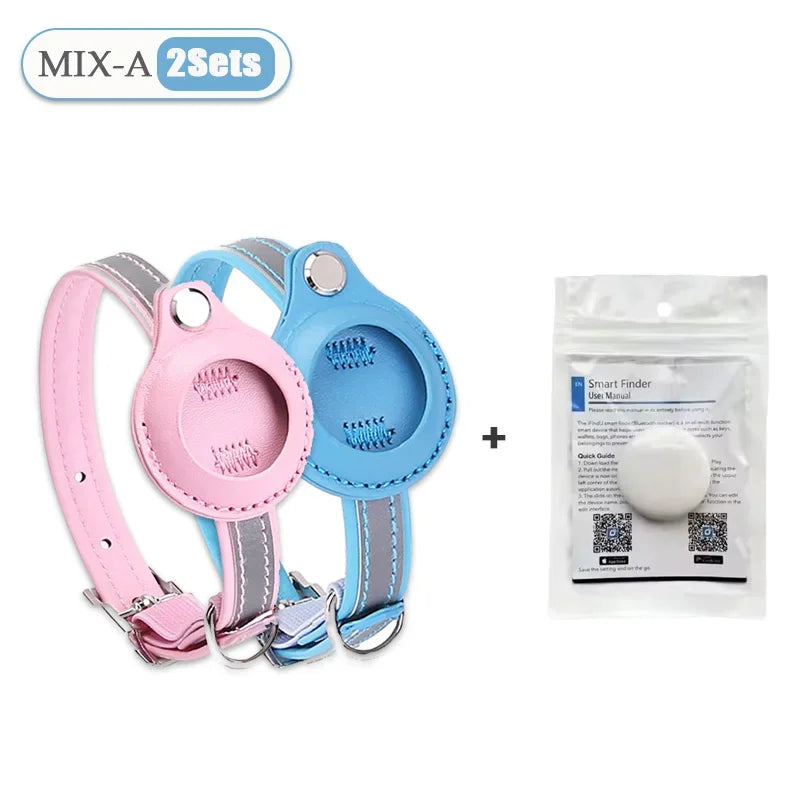 Pet GPS Tracker Leather Pet Adjustable Collars for Apple Airtag Location Tracker Dog Cat Anti-lost Reflective Protection Case