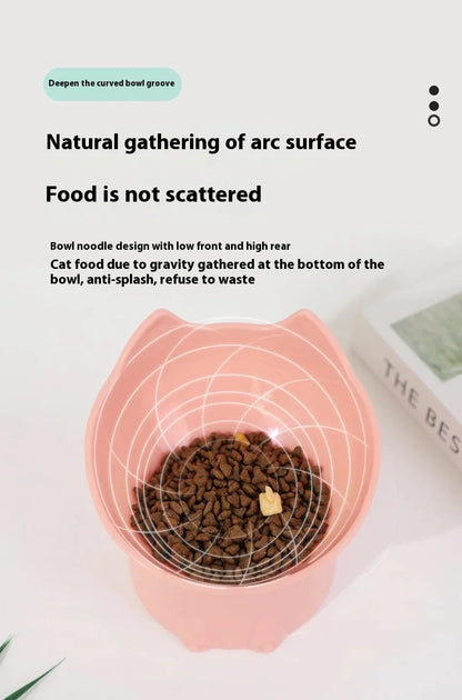 Tilted Elevated Cat Food Bowl Ergonomic Cat Food Dish Anti Neck Protector Vomiting Raised Cats Food Bowl Non Slip for Cats Dogs
