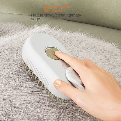 3-in-1 Electric Steam Spray Pet Grooming Brush – Massage, Detangle & Hair Removal for Dogs & Cats