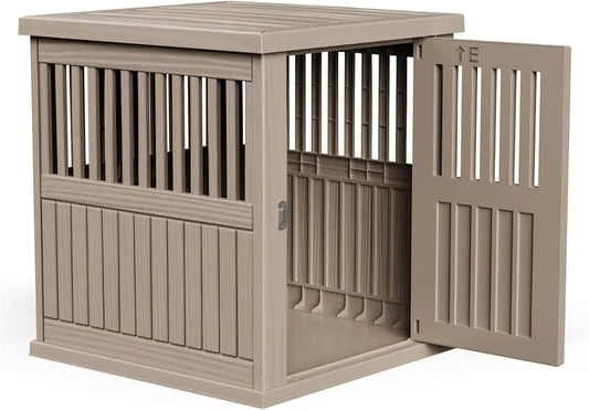 Dog Crate End Table – Lockable Indoor Kennel Nightstand for Small & Large Dogs - Bdba PK