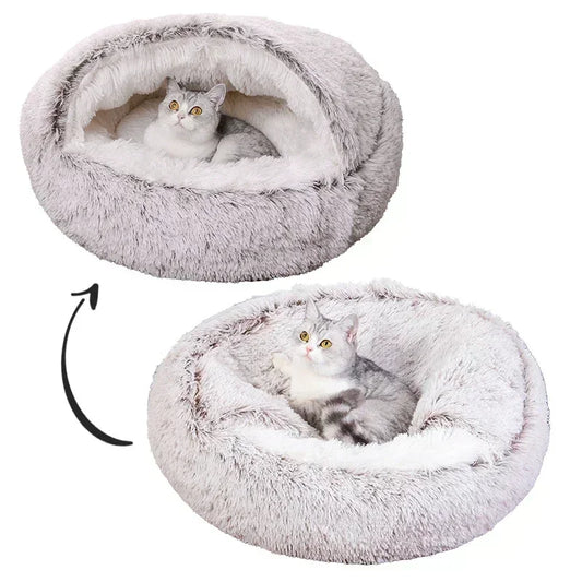 Warm Plush Round Dog Bed – Breathable Winter Basket Sleeping Nest for Small & Medium Dogs & Cats - Bdba PK