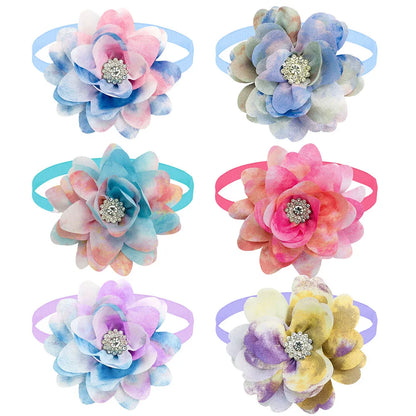 New 50PCS Flower Bowties For Dogs Fashion Dianomd Pet Dog Bow Tie Collar  Dog Pet Grooming Accessories For Small Dogs