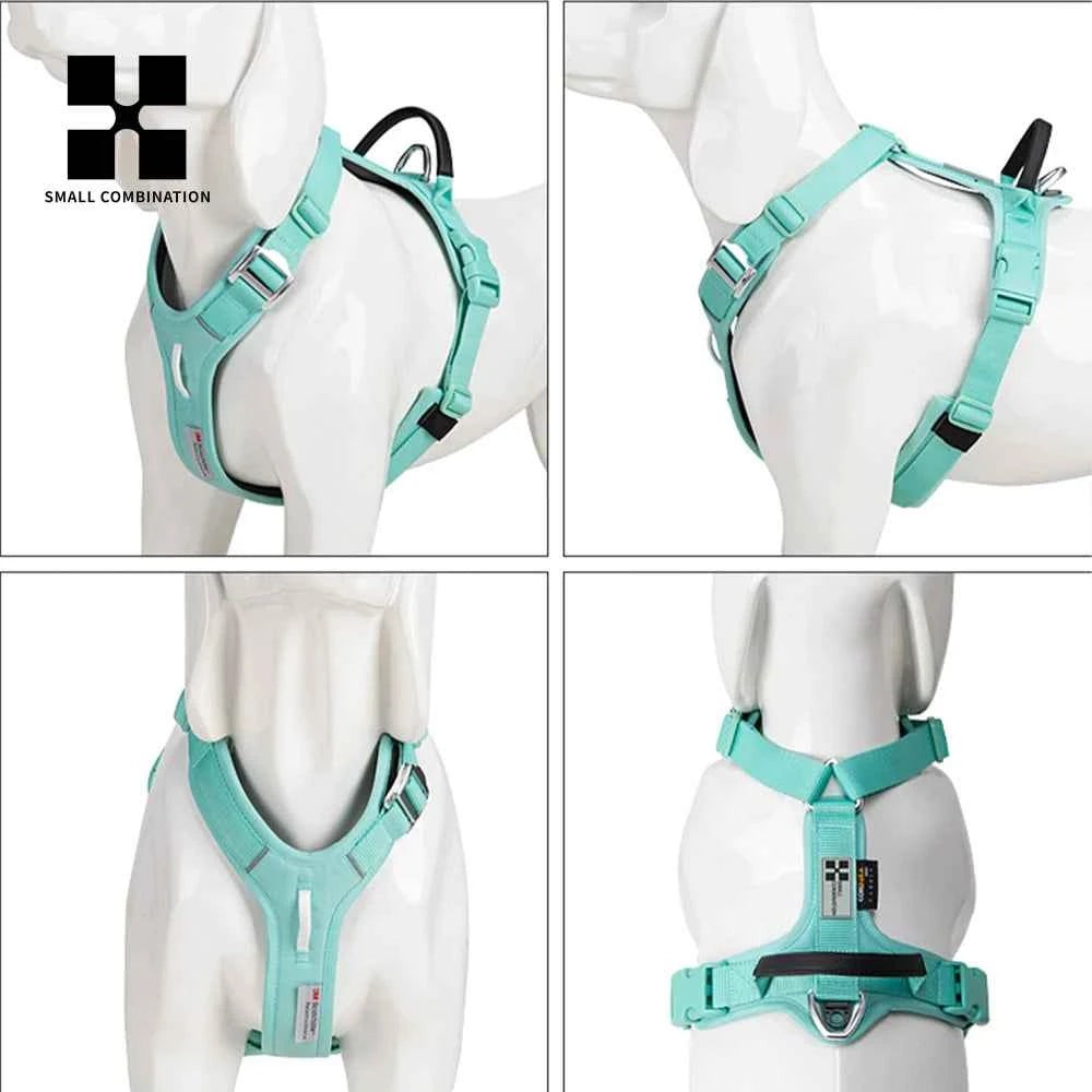 SMALL COMBINATION Large Dog Collar Harness and Leash Sets No pull Reflective Medium dog chest vest Pet German Shepherd Training