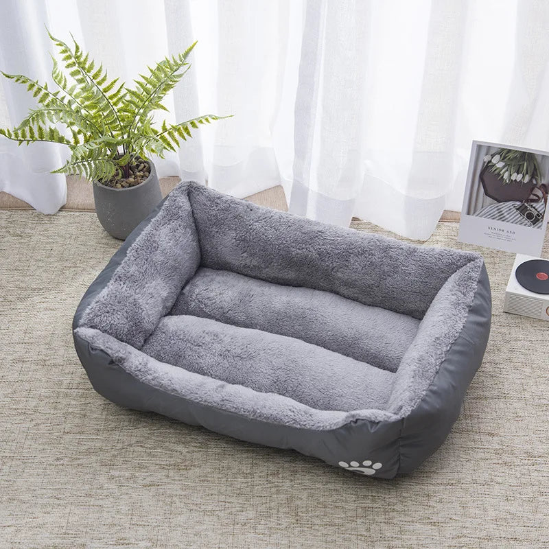Large Winter Dog Bed Square Plush Cat Nest Kennel All Season Washable Dog Sofa Waterproof Mattress Cat Bed for Medium Dogs