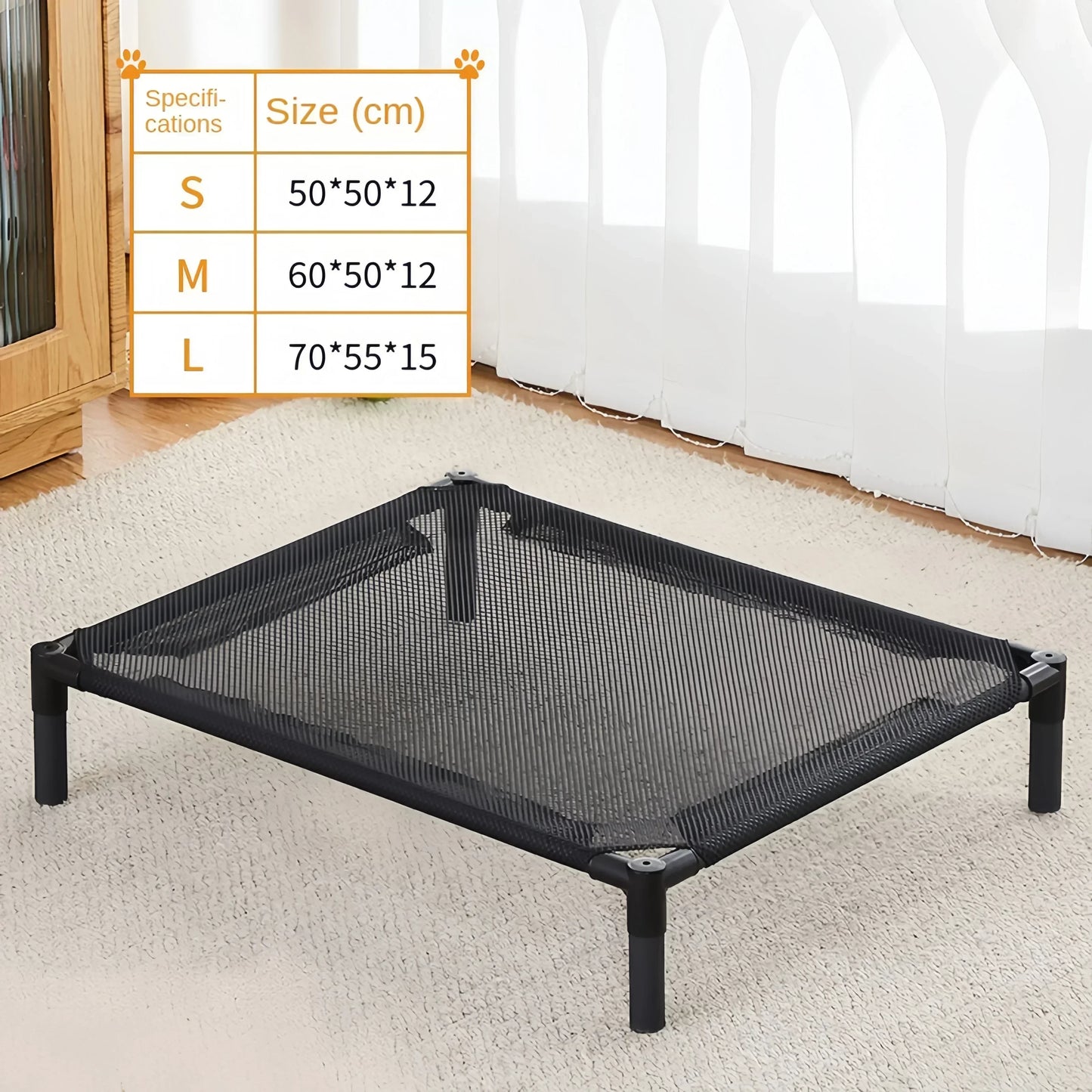 Foldable Elevated Pet Bed - Portable Camping Dog/Cat Bed with Washable Mat, Breathable Dog House for All Seasons
