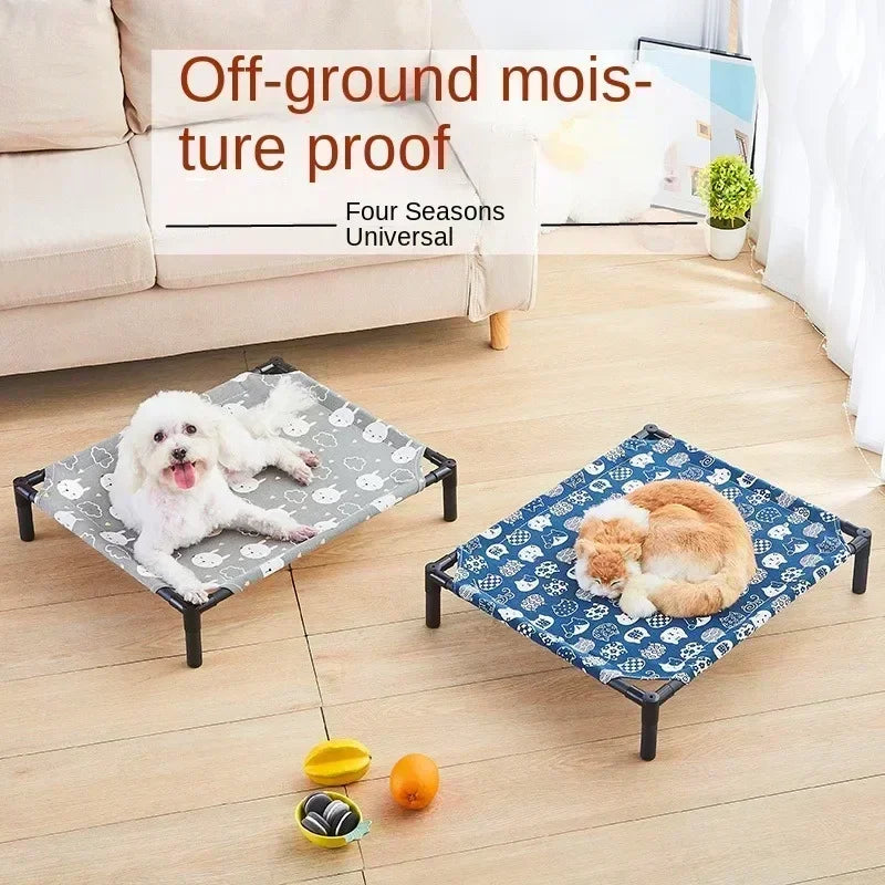Foldable Elevated Pet Bed - Portable Camping Dog/Cat Bed with Washable Mat, Breathable Dog House for All Seasons