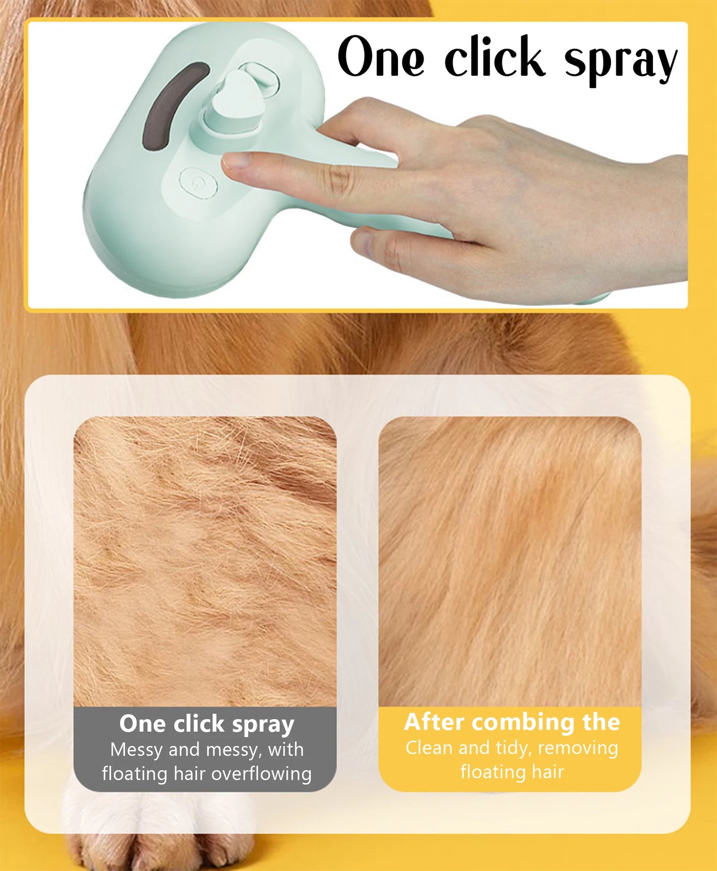 USB Steam Spray Pet Grooming Comb – Heated Massage Brush for Dogs & Cats