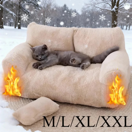 All-Season Plush Pet Sofa Bed – Detachable Washable Couch Cover for Cats & Dogs (Kaki, M/L/XL/XXL) - Bdba PK