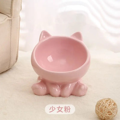 Cat Bowl Pet Accessories Ceramic Diagonal High Feet Cute Protection Cervical Spine Dog Bowl Drink Water Bowl Pet Supplies