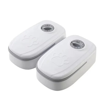 2 Meals Timed Automatic Dog Feeder Dual Bowls Smart Cat Food Dispenser Wet Dry Pet Food Dispenser Pet Feeder Cat Accessories
