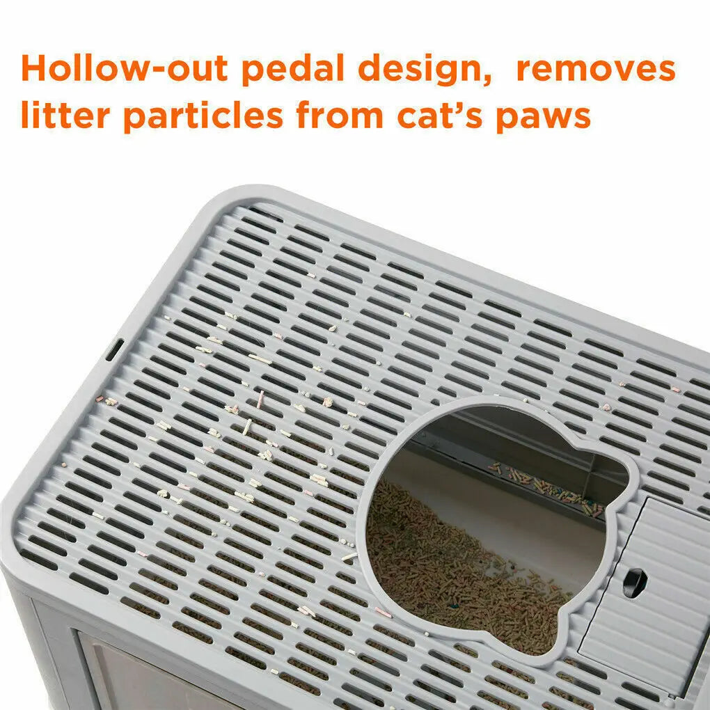 Enclosed Foldable Cat Litter Box – Dual Entry with Massager & Litter Scoop