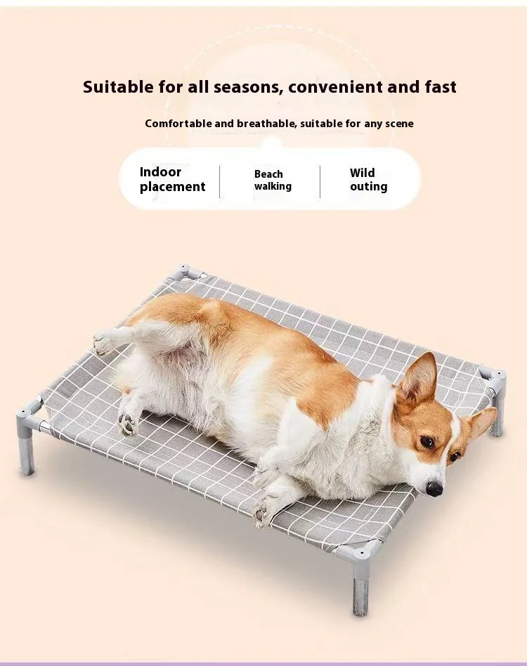 Elevated Pet Cot Stainless Steel Frame - All Season Military Dog Bed Removable Washable Off Ground for Small Pets