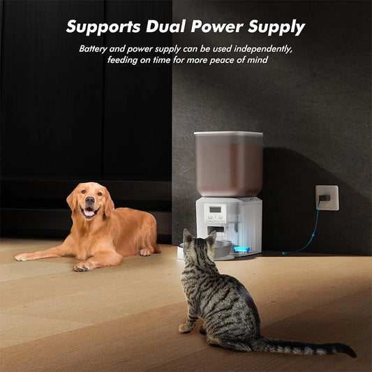 Furpipi 271oz Large Capacity Automatic Cat & Dog Food Dispenser – SUS304 Stainless Steel, LCD Display, Key Control (White) - Bdba PK